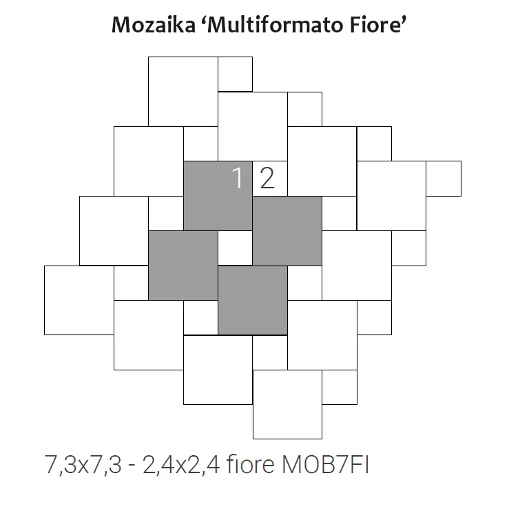 Grazia Brera Mosaico Multiformato Fiore MATT 7,3x7,3-2,4x2,4